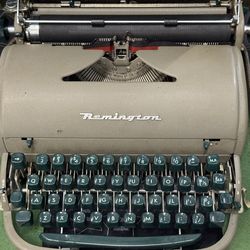 Vintage Remington Typewriter Green Keys and Case