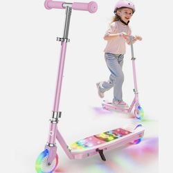 Gyroor KS2 Pink Kids Electric Scooter with LED Lights – Safe 5 MPH Speed