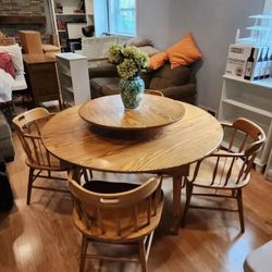Large Wooden Table w/ Lazy Susan Top