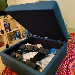 Blue Storage Ottoman