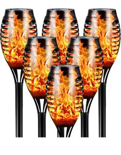 Brandnew 6pk Solar Lights Outdoor Waterproof, 12LED Torches for Outside with Flickering Flame, Solar Torch Lights Outdoor Flickering Flame for Garden,