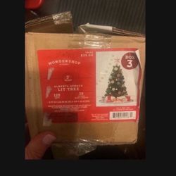 3 FOOT CHRISTMAS PRELIT TREE IN BOX CLEAR MINI LIGHTS 