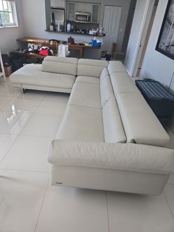 Roche Bobois designer French  L sectional leather sofa