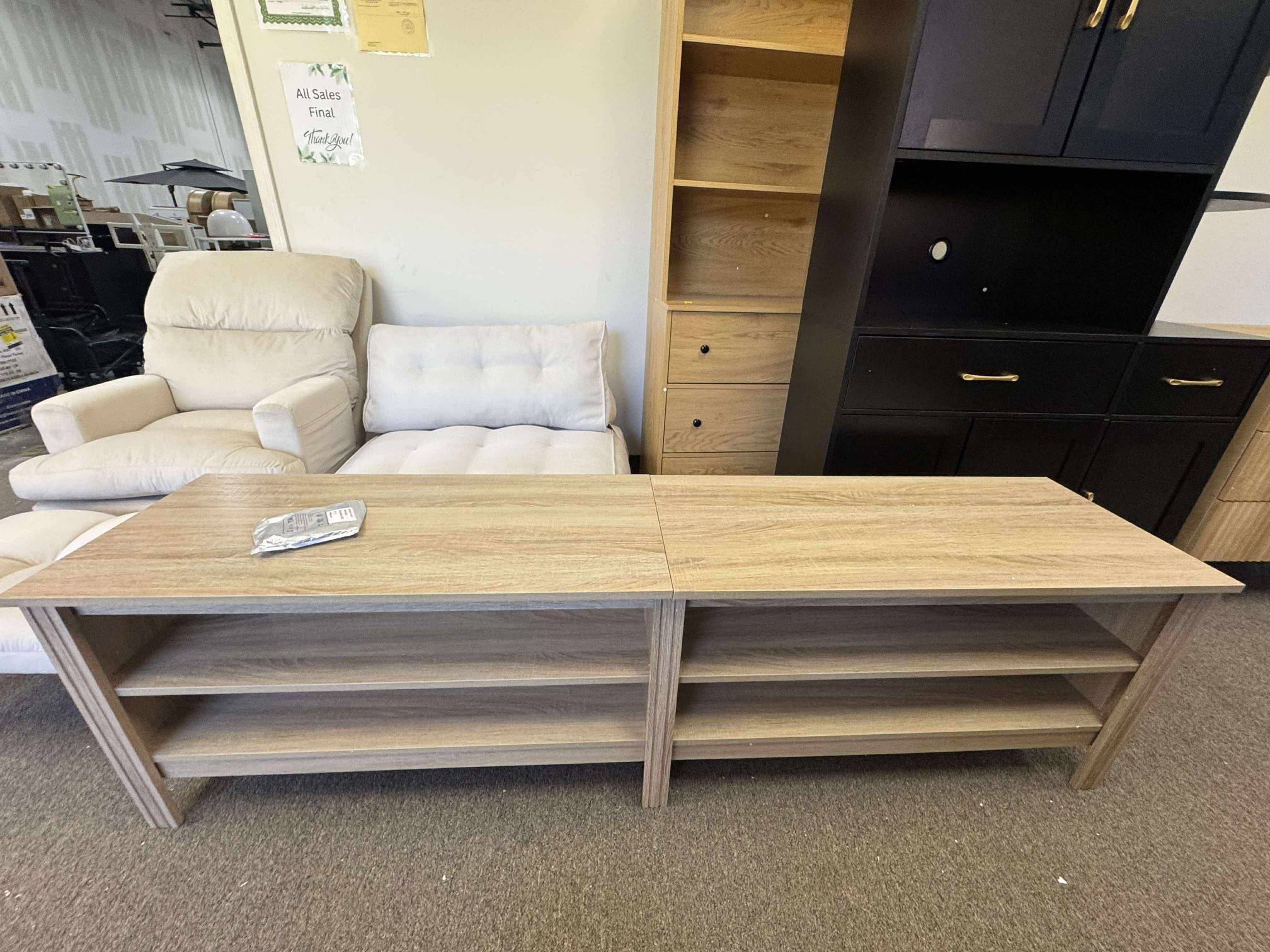 WAMPAT LED TV Stand for TVs up to 75 Inches, Oak Entertainment Center for 80 inch TV Console Table with 4 Big Storage for Living Room Bedroom, 70''