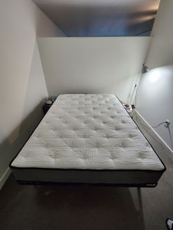 Queen size foam mattress with folding metal frame - 120$ OBO