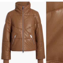 Edwina Leather Boxy Fit Puffer Jacket