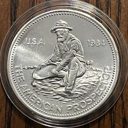 1 Oz Silver 1984 Englehard Prospector Round  .999 FS  Encapsulated 
