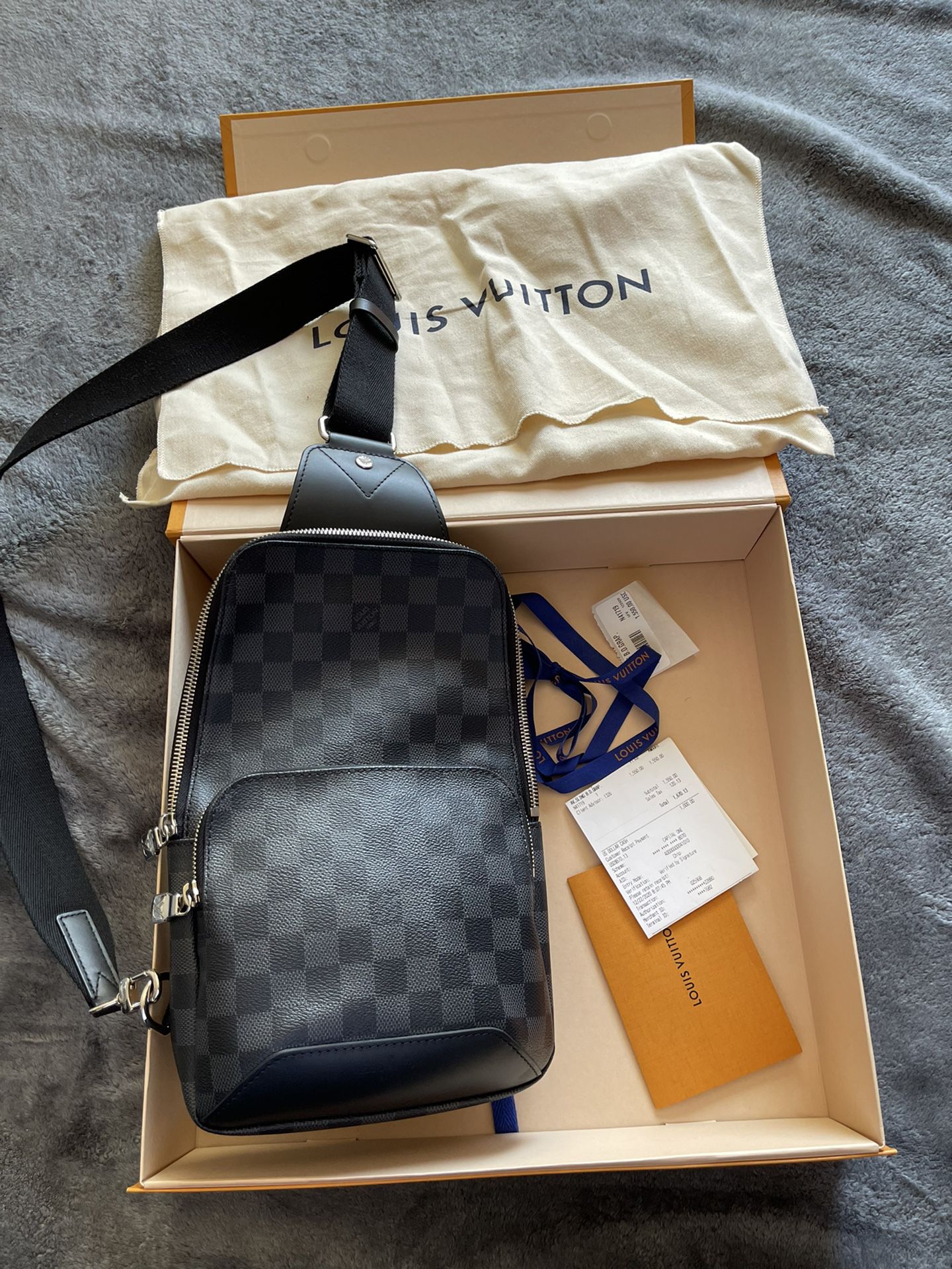 Louis Vuitton Black Avenue Sling Bag in Damier Graphite 