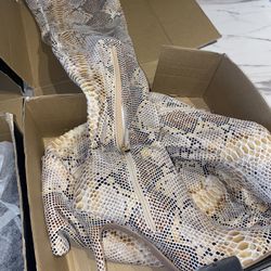 Fashion Nova Snake Skin Thigh High Boots 