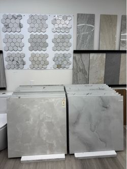 Large Format Marble-Look Porcelain Floor Tiles