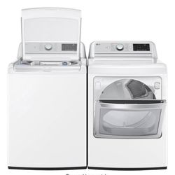 LG - 5.5 Cu. Ft. High-Efficiency Smart Top Load Washer with Steam and TurboWash3D Technology - White& Compatible Dryer Set