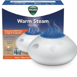 Vicks Warm Steam Vaporizer Humidifier, 600 sq ft, White, V150RYUPC