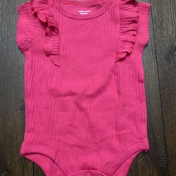 Girls Hot Pink Members Mark Ruffle Body Suit Shirt Size 6 Months #2