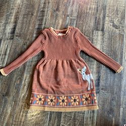 Cynthia Rowley Rust Knit Dress with Deer and Floral Motif