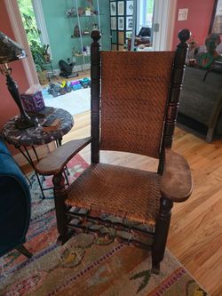 Wood and Rattan Rocker