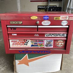 Red Benchtop Toolbox 4 drawers and flip top color red