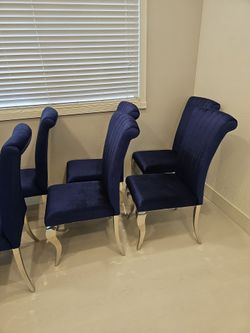 Navy Blue Velvet Dining Chairs Set of 8, brand new!!!