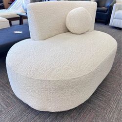Juliet Modern Boucle Chaise Chair, White, New