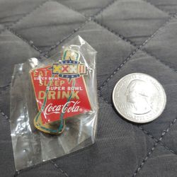 Super Bowl XXXIII Coca-Cola Enamel Lapel Pin Eat Sleep Drink NFL Football Pin
