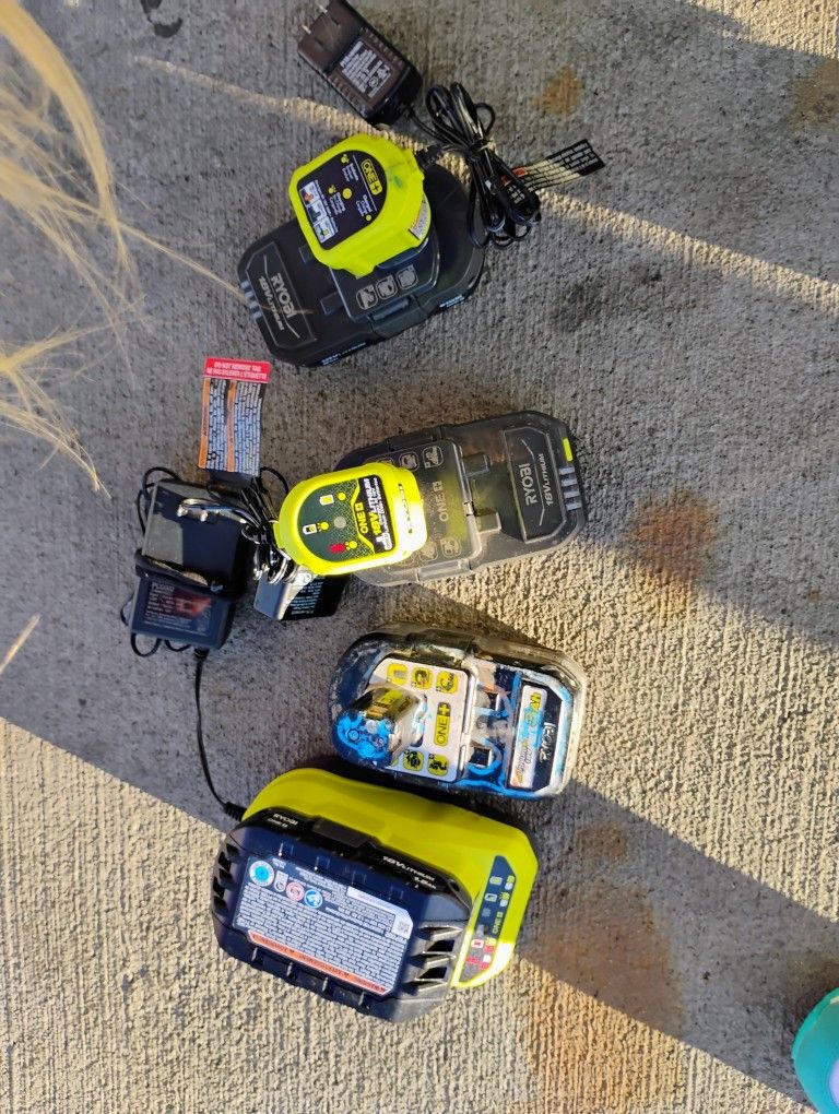 4 Ryobi Batteries And Chargers Cheap!!!