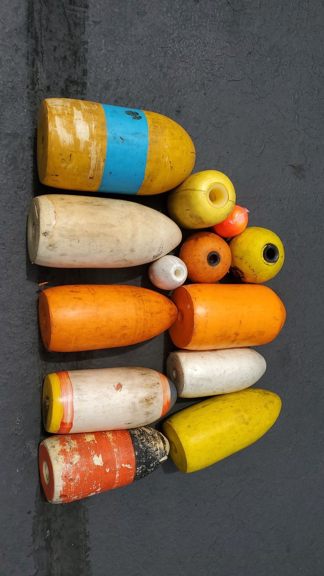 Vintage old good buoys floats spongex smi buoylong derby fishing boat