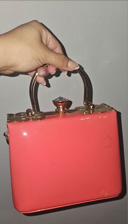 Pink Handbag with Gold Handle