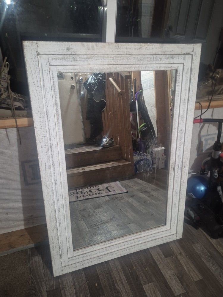 Large Decorative Rustic Farmhouse Mirror Wooden Frame