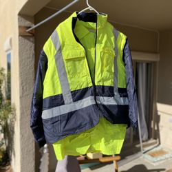 Reflective Modular Work Jacket And Rain Pants 