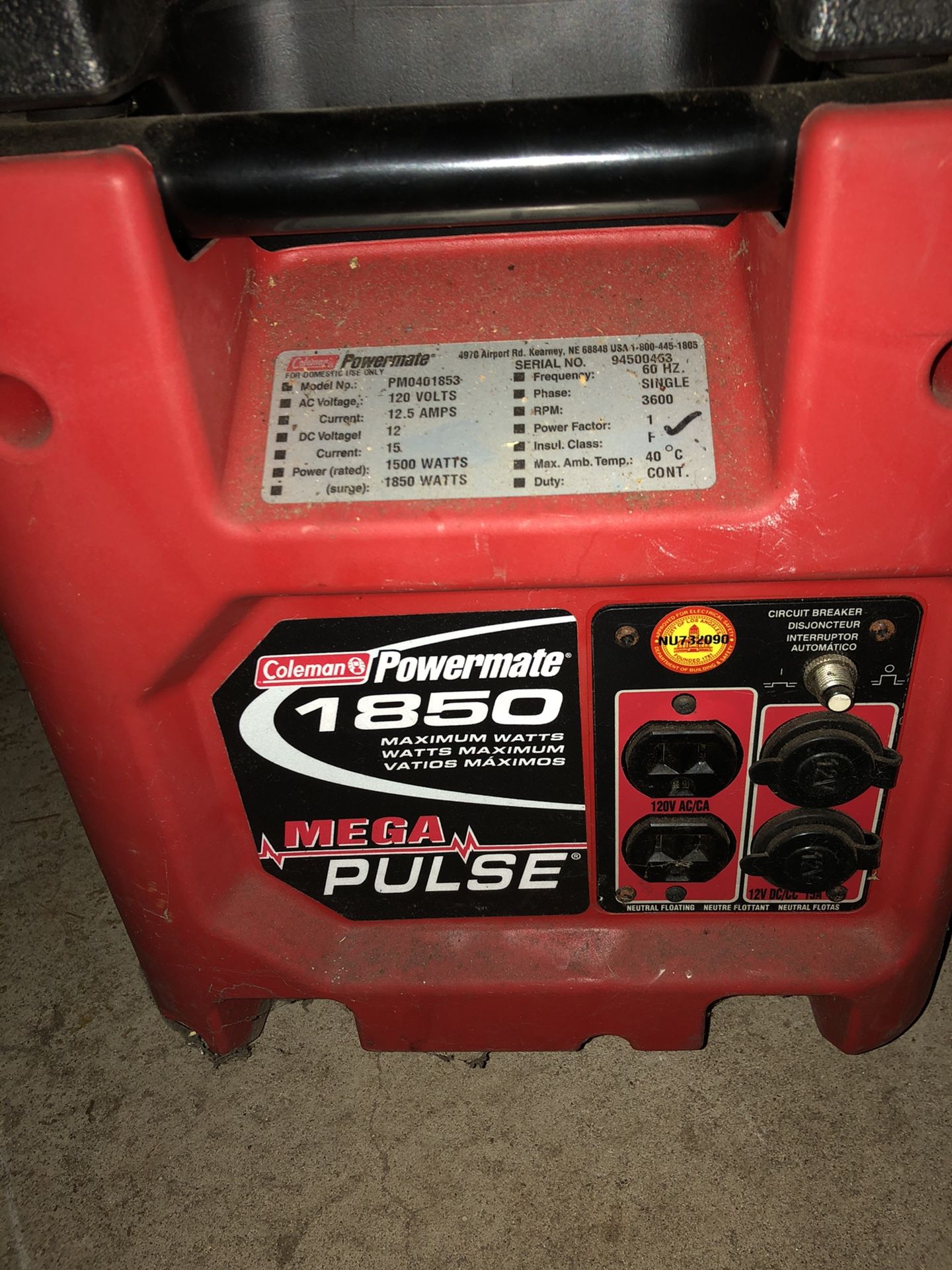 Colman power mate 1850 mega pulse