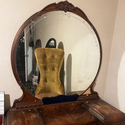 Antique Vanity Dresser With Mirror