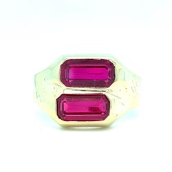 10Kt Yellow Gold Red Stone Ring 6.00g Size 10 192575/11