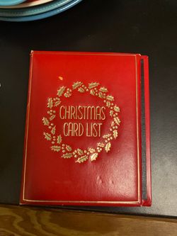 Vintage Christmas Card List Holder - Red & Gold