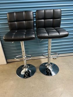 Black leather Bar Stool