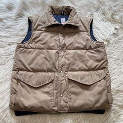 Vintage 70s Frostline Kit Puffer Vest Broomfield CO Tan Pockets Men’s Size Large