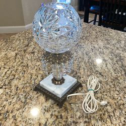 Antique Crystal And Marble Lamp