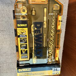 The DEWALT 1/4” & 3/8” drive socket set  -34-piece