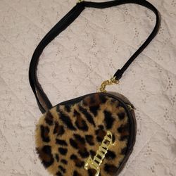 Juicy Couture Leopard Print Heart Shaped Crossbody Bag Purse Open Item Not Used