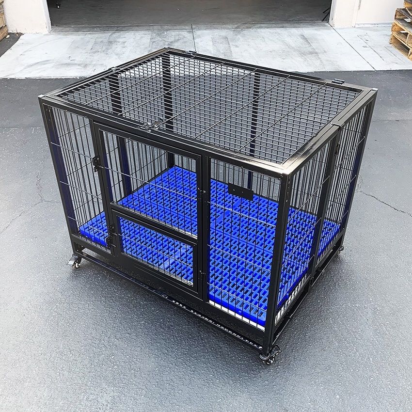$160 (new in box) large heavy-duty dog crate 41”x31”x34” single-door folding cage kennel w/ plastic tray
