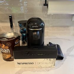 Nespresso VertuoPlus Deluxe Breville Coffee maker + Over 50 Pods + Descaling Solution