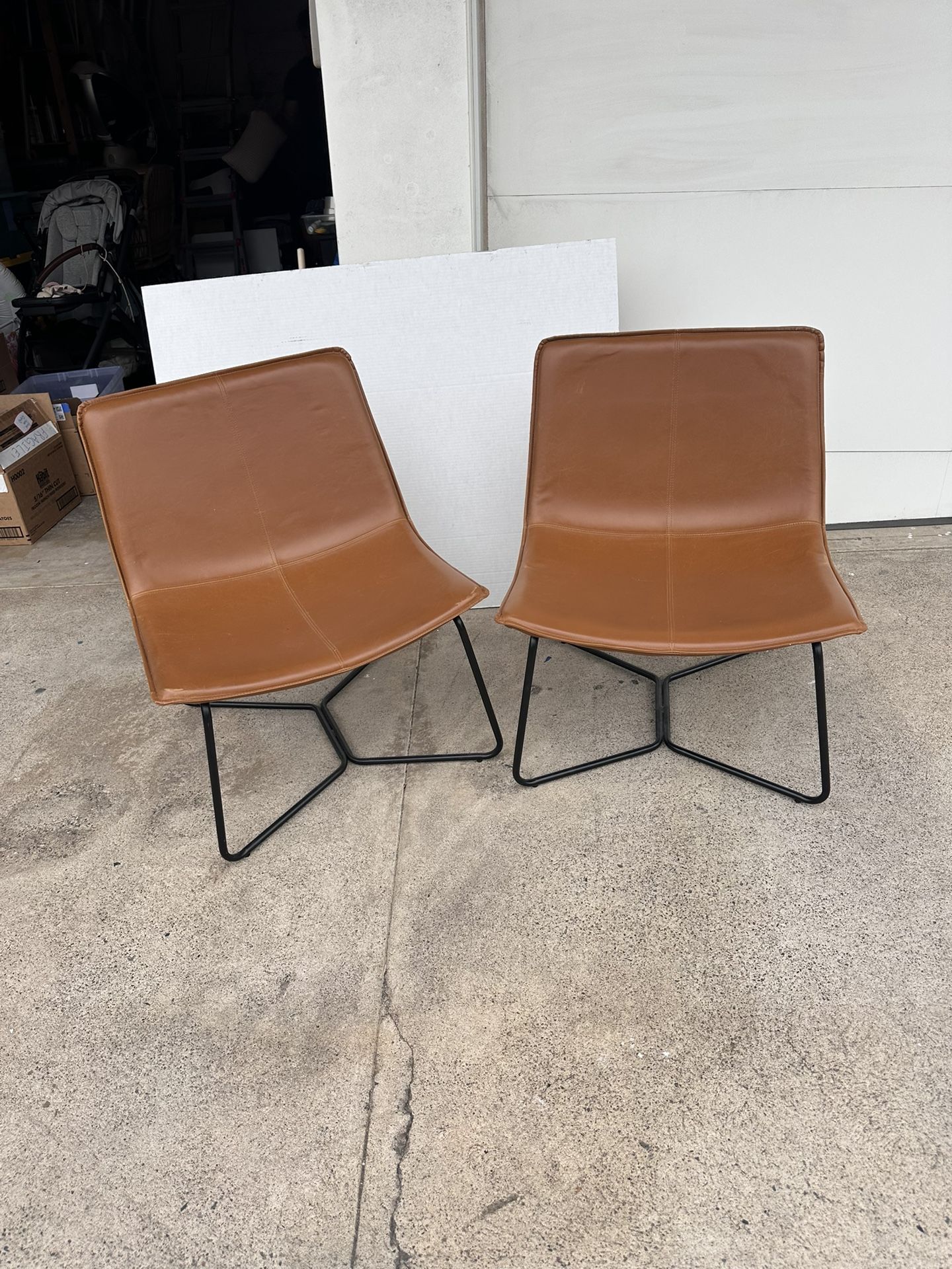 2 Faux Leather Accent Chairs