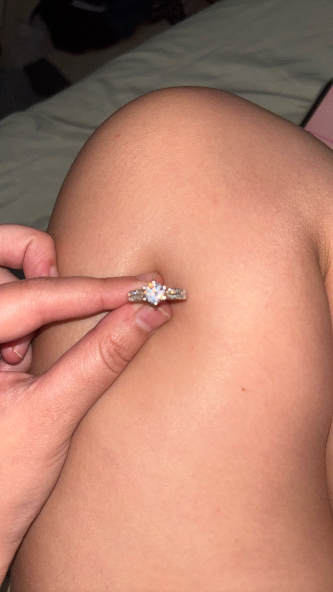 Synthetic Diamond Ring With Adjustable Band 