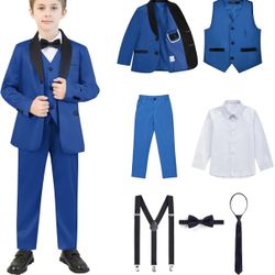Kids Tux 7 Piece Set Color Blue 