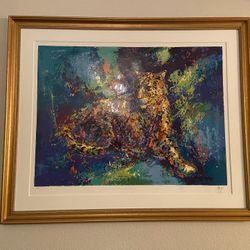 Authentic Framed Leopard Serigraph By Mark King