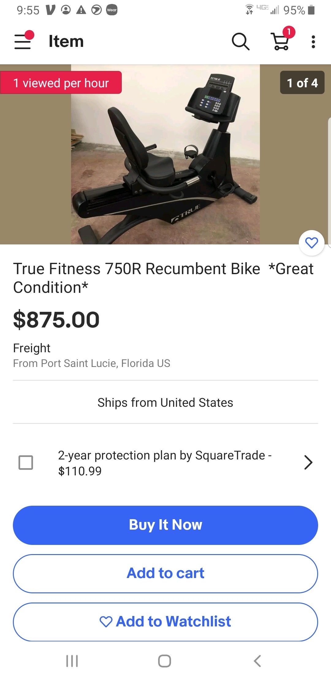 TRUE FITNESS 750R COMMERCIAL RECUMBENT BIKE LIKE NEW HARDLY