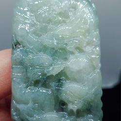 Astonishing Carving Icy Burmese Jadeite Pendant NINE DRAGON. 