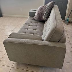Gray Mid Century Modern Tufted Sofa