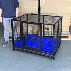 BRAND NEW $155 Large Heavy-Duty Dog Crate 41”x31”x34” Single-Door Folding Cage Kennel w/ Plastic Tray