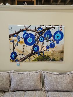 Evil Eye Protection Tempered Glass Wall Art