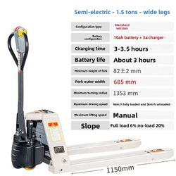 Heavy-duty manual pallet jack, smooth hydraulic lift, ideal for warehouse and store use.