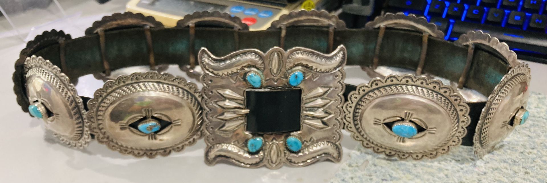 Vintage Silver Turquoise Belt